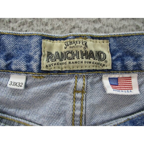 Schaefer Outfitter Ranch Hand Dungarees Blue Jeans Mens 33x32 USA Made In Texas - Picture 7 of 10